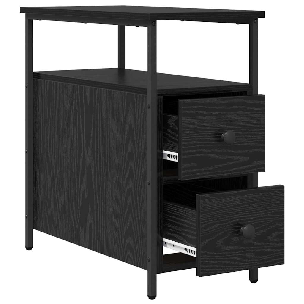 Armario de Noche con cajón 2 pcs Roble negro 30 x 60 x 60 cm