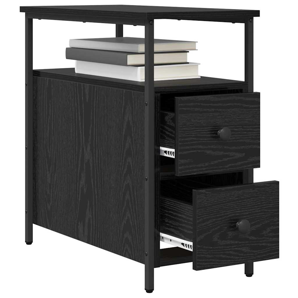 Armario de Noche con cajón 2 pcs Roble negro 30 x 60 x 60 cm