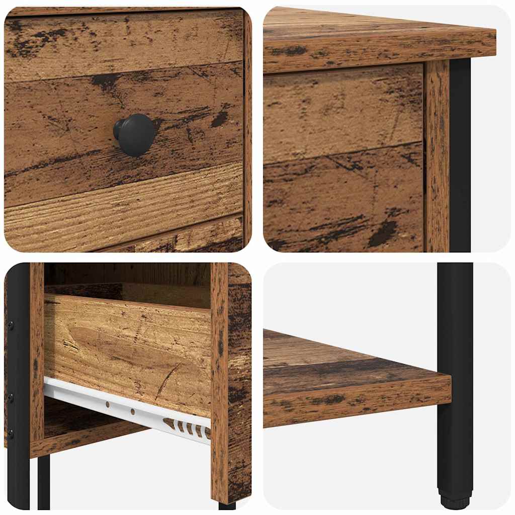 Armario de Noche con cajón 2 pcs Madera vieja 32 x 42 x 70 cm