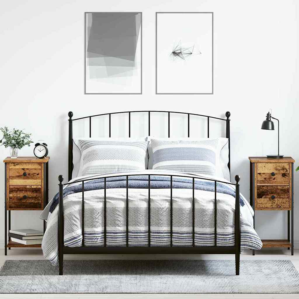 Armario de Noche con cajón 2 pcs Madera vieja 32 x 42 x 70 cm