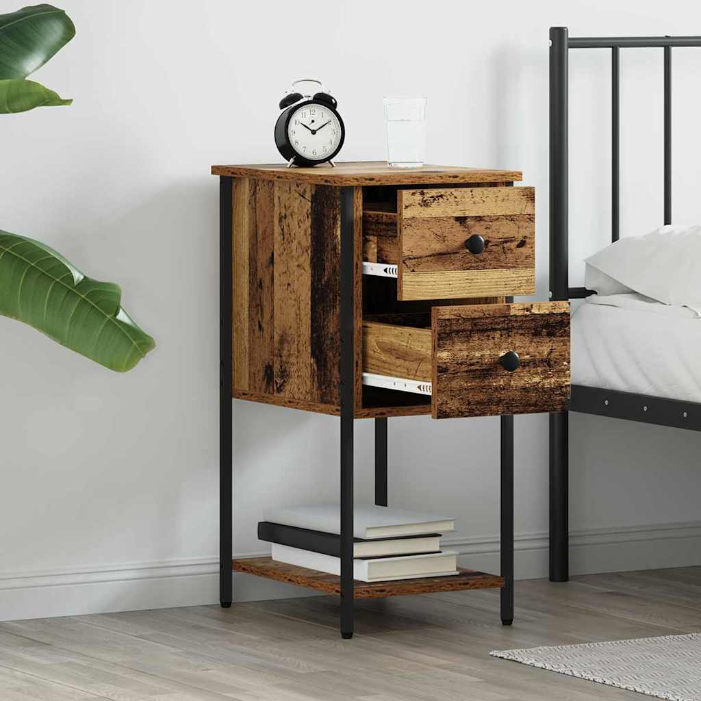 Armario de Noche con cajón 2 pcs Madera vieja 32 x 42 x 70 cm