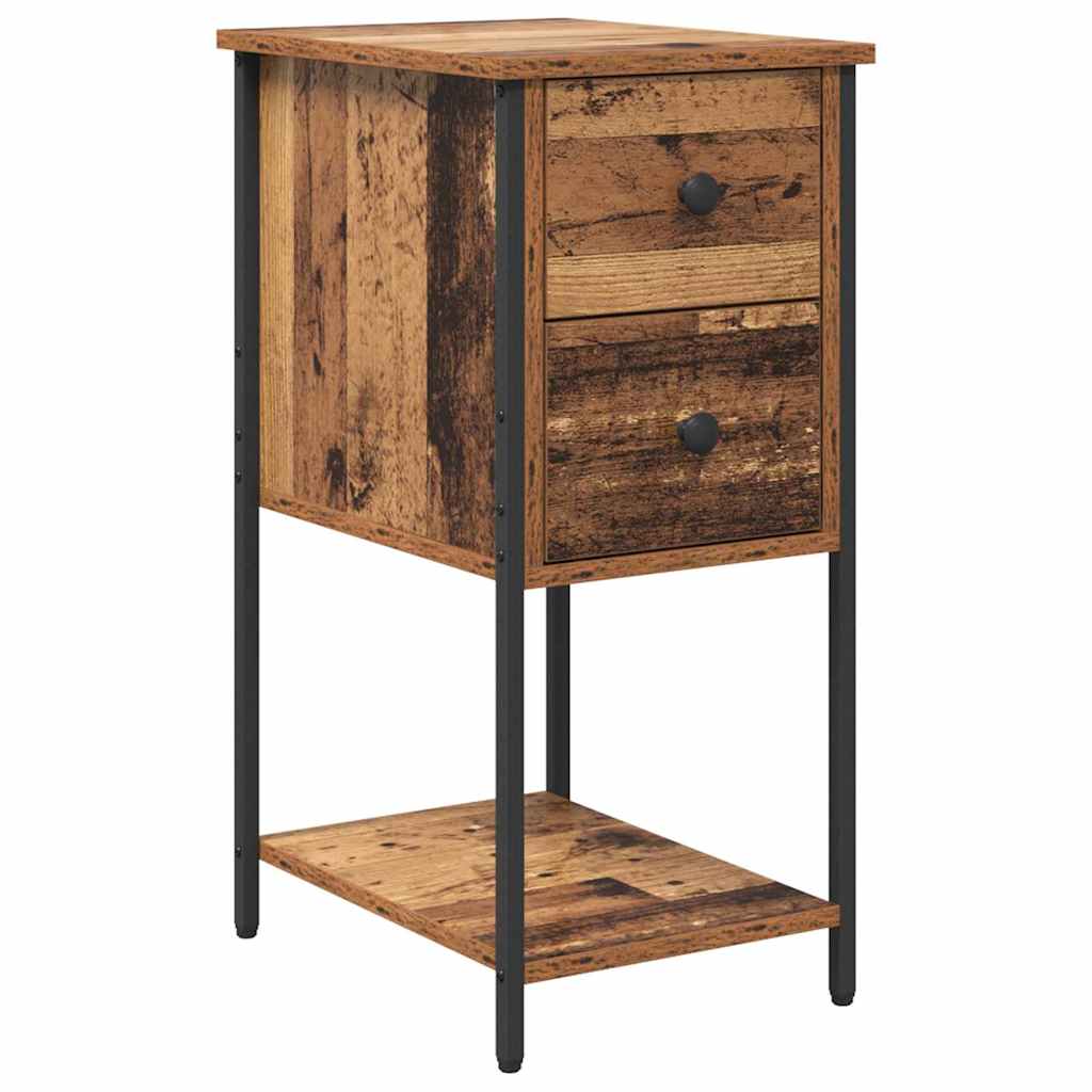 Armario de Noche con cajón 2 pcs Madera vieja 32 x 42 x 70 cm