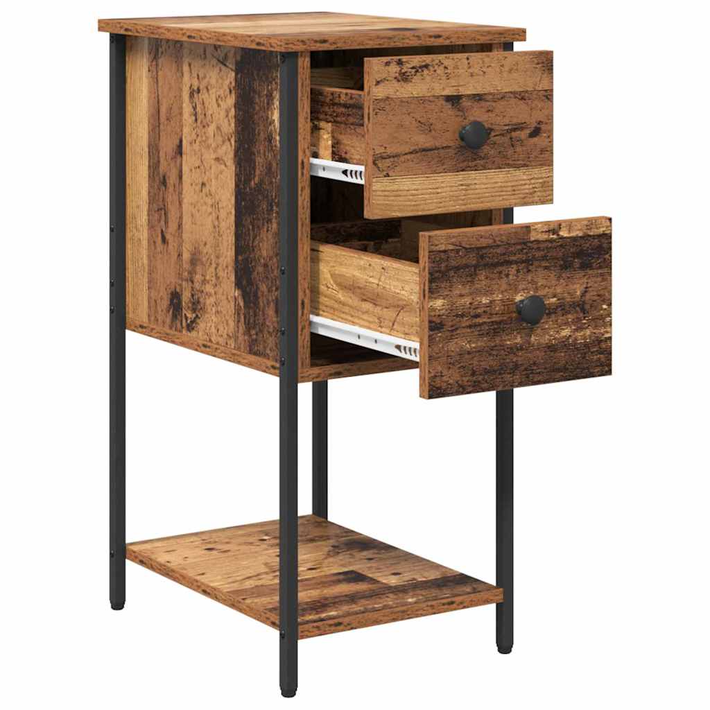 Armario de Noche con cajón 2 pcs Madera vieja 32 x 42 x 70 cm