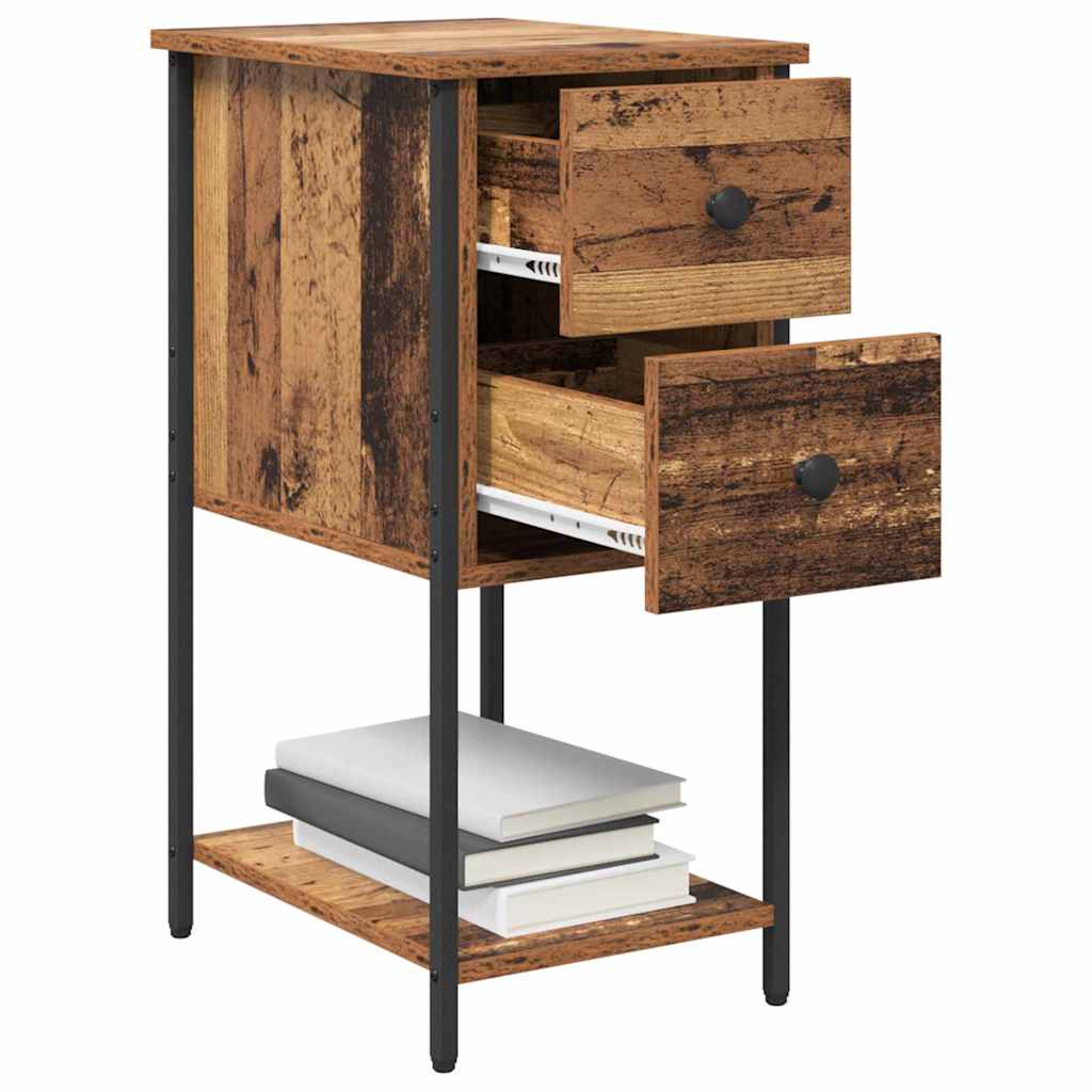 Armario de Noche con cajón 2 pcs Madera vieja 32 x 42 x 70 cm