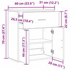 Aparador Roble Negro 60 x 31 x 70 cm Madera de ingeniería