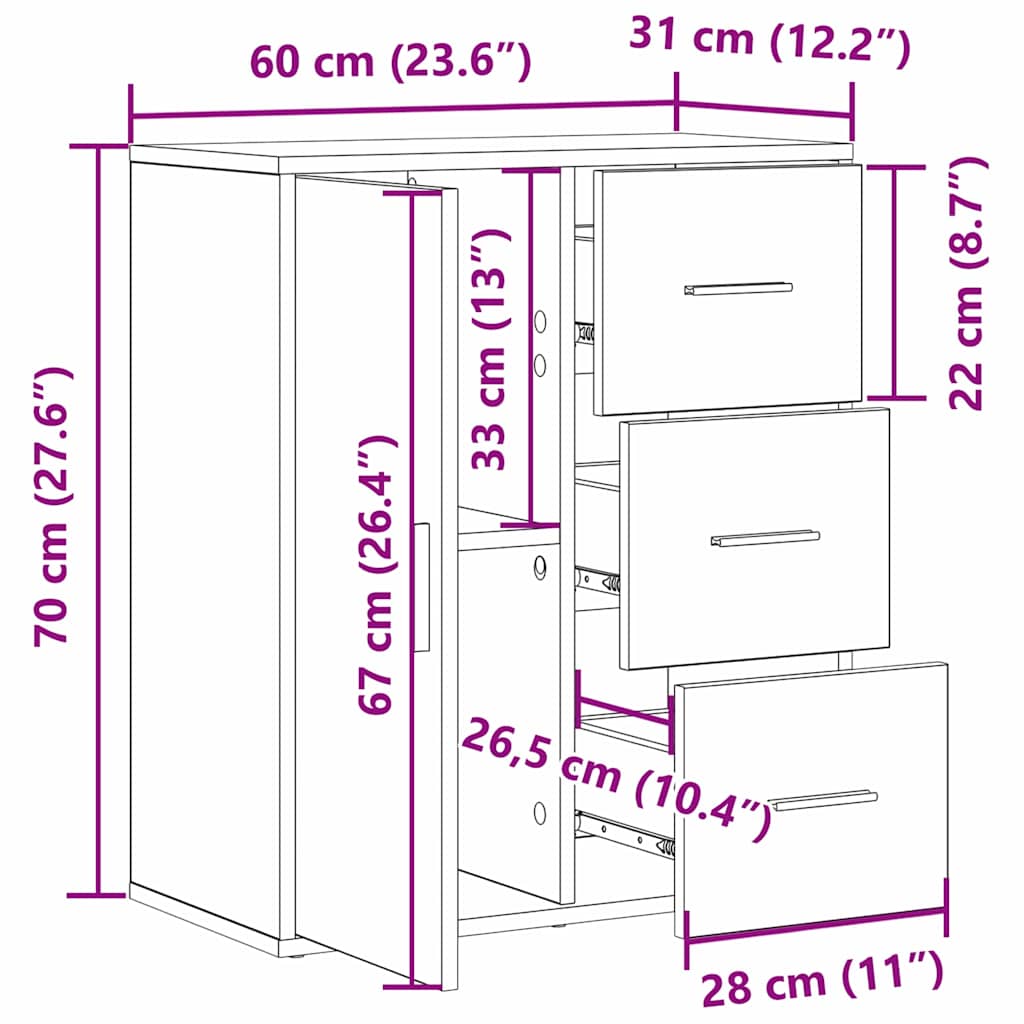Aparador Madera vieja 60 x 31 x 70 cm Madera de ingeniería