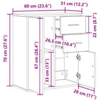 Aparador Roble Negro 60 x 31 x 70 cm Madera de ingeniería