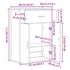Aparador Roble Negro 60 x 30 x 84 cm Madera de ingeniería
