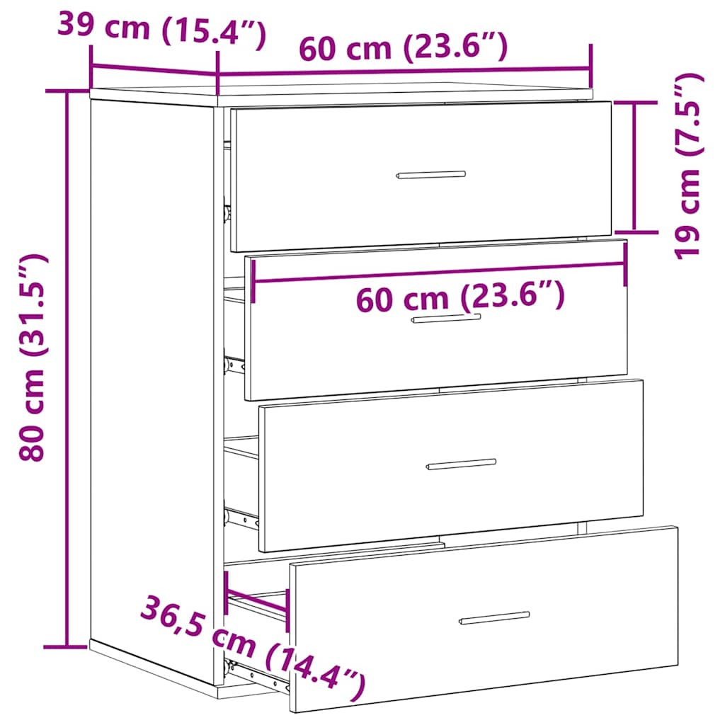 Aparador Madera vieja 60 x 39 x 80 cm Madera de ingeniería