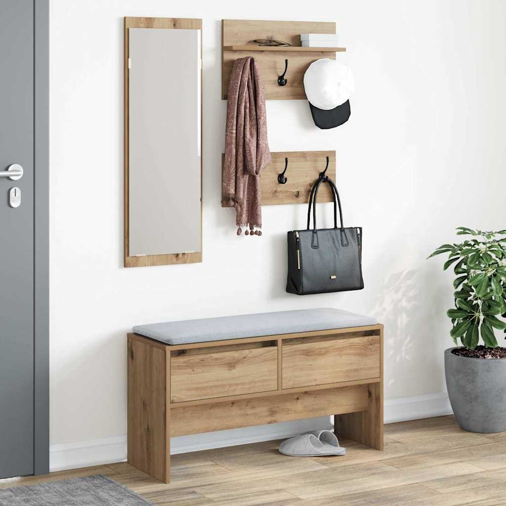 Conjunto de muebles de recibidor 4 pcs Roble Artesanal