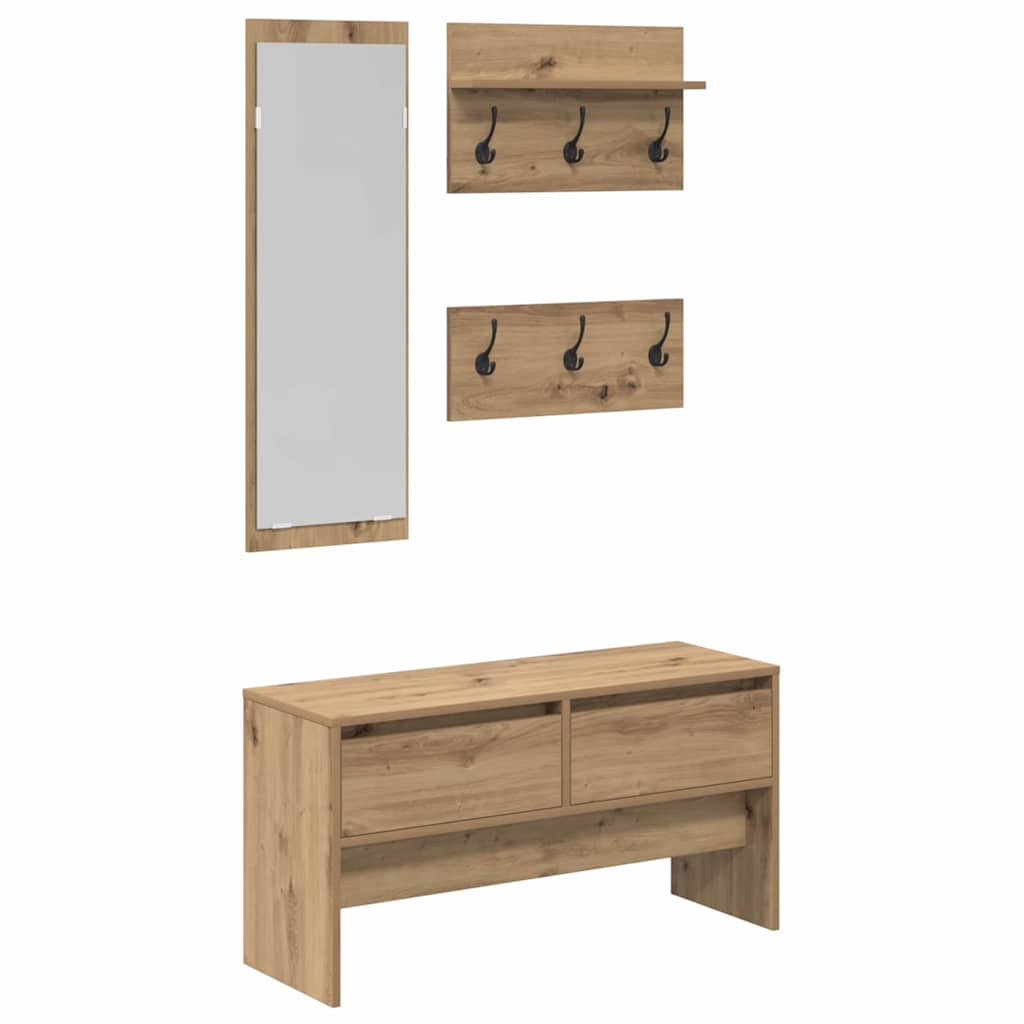 Conjunto de muebles de recibidor 4 pcs Roble Artesanal
