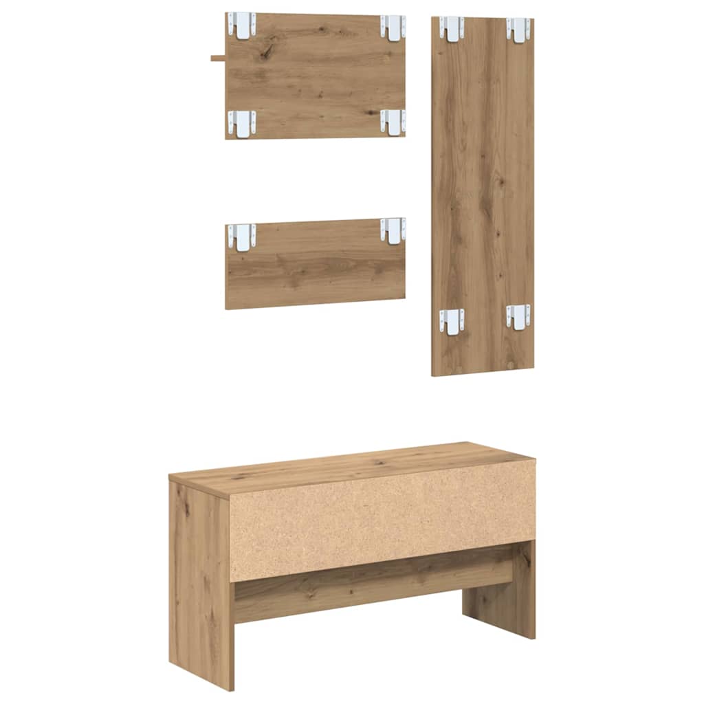 Conjunto de muebles de recibidor 4 pcs Roble Artesanal