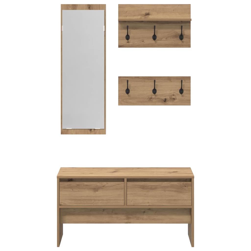 Conjunto de muebles de recibidor 4 pcs Roble Artesanal