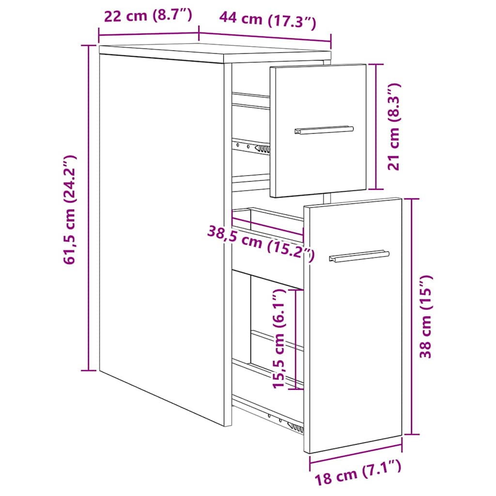 Juego de muebles de baño Roble Negro 22 x 44 x 61.5 cm