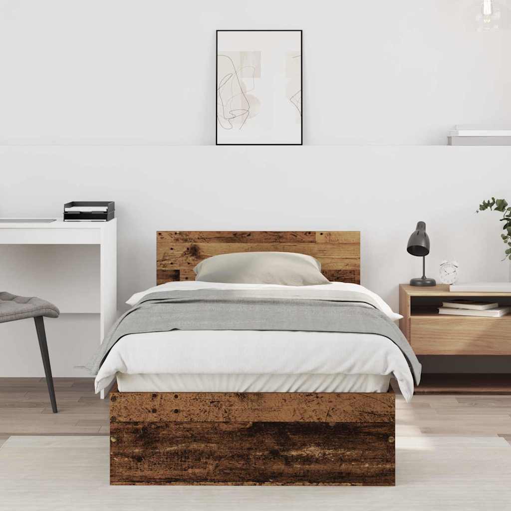 Estrutura de cama com cabeceira Madeira antiga 193 x 125 x 70 cm