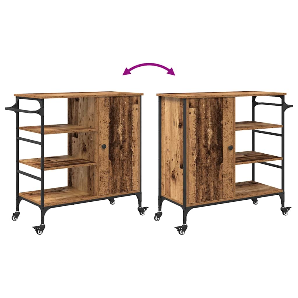 Carro de Cocina Madera vieja 87.5 x 39 x 84.5 cm
