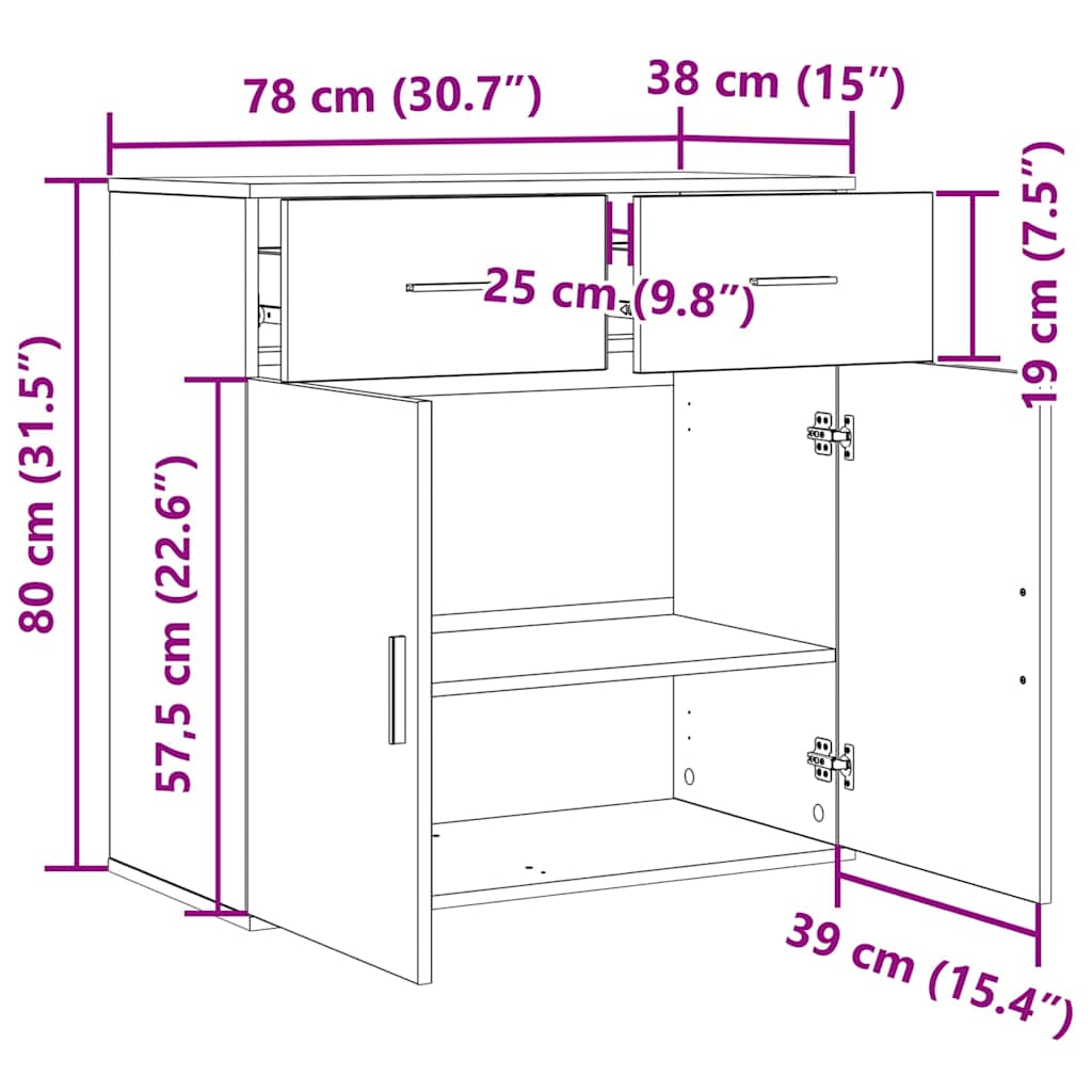 Aparador Madera vieja 78 x 38 x 80 cm Madera de ingeniería