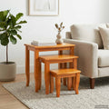 Mesas de anidación 3 pcs Natural Madera de Caoba Sólida