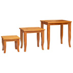 Mesas de anidación 3 pcs Natural Madera de Caoba Sólida