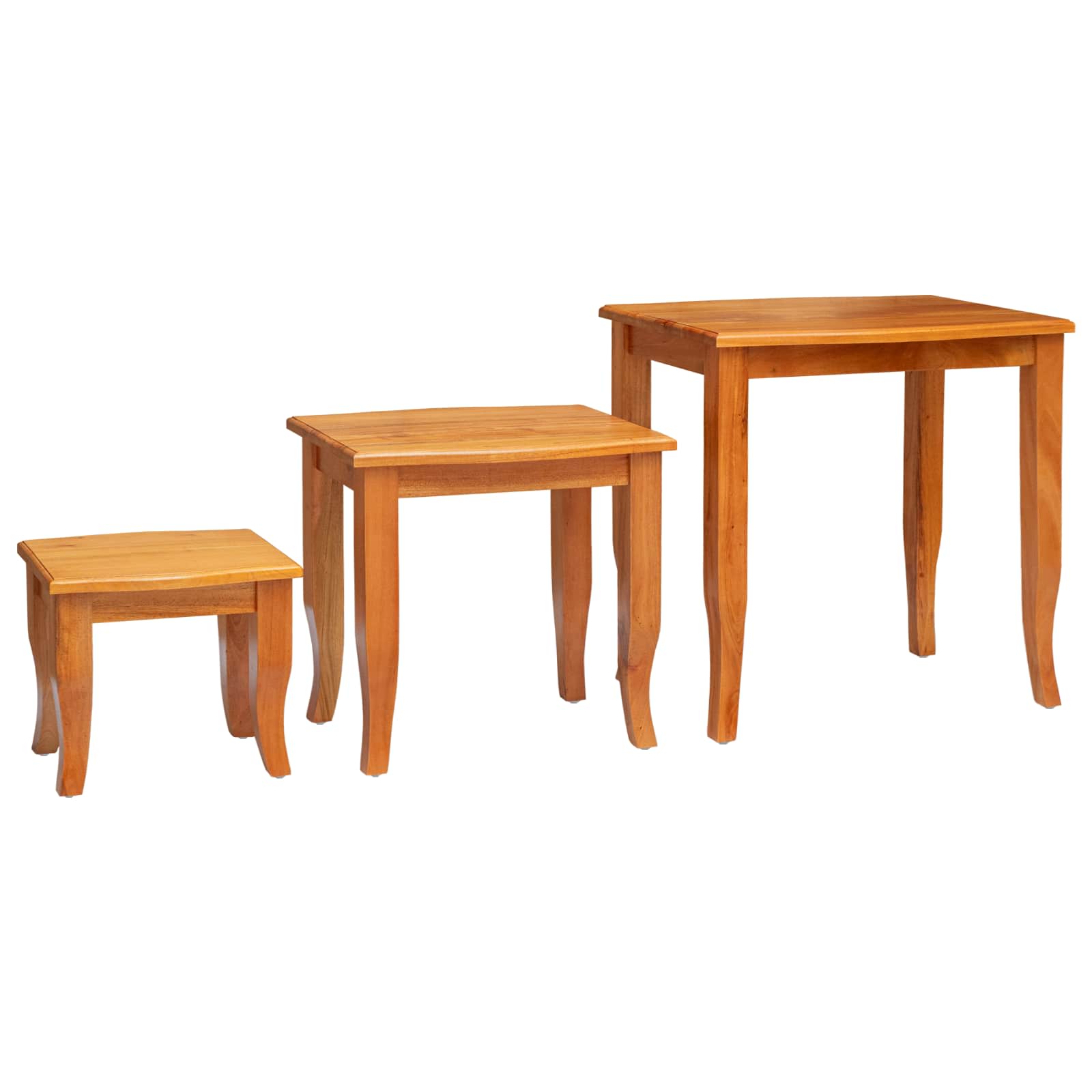 Mesas de anidación 3 pcs Natural Madera de Caoba Sólida