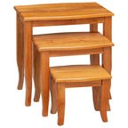 Mesas de anidación 3 pcs Natural Madera de Caoba Sólida