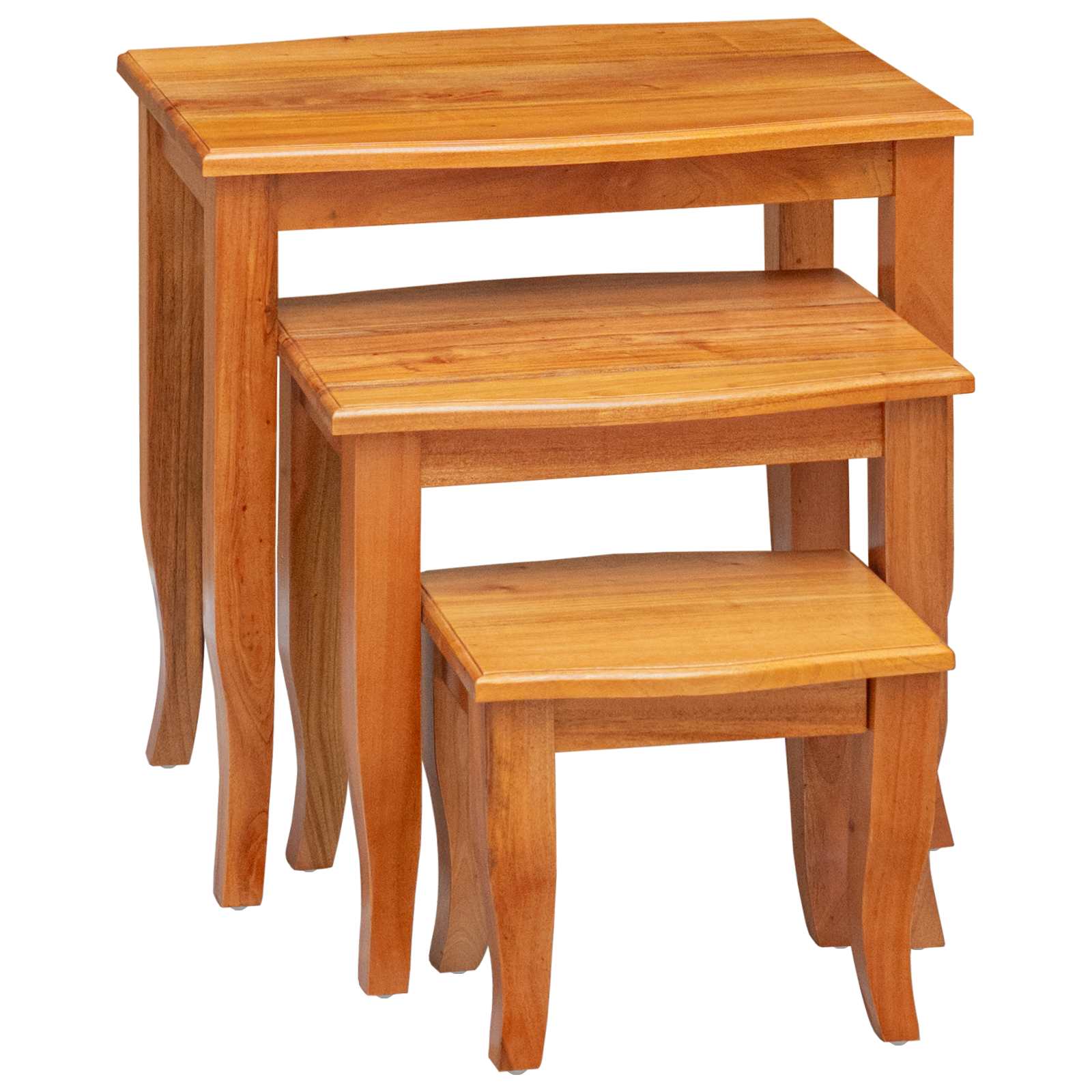 Mesas de anidación 3 pcs Natural Madera de Caoba Sólida