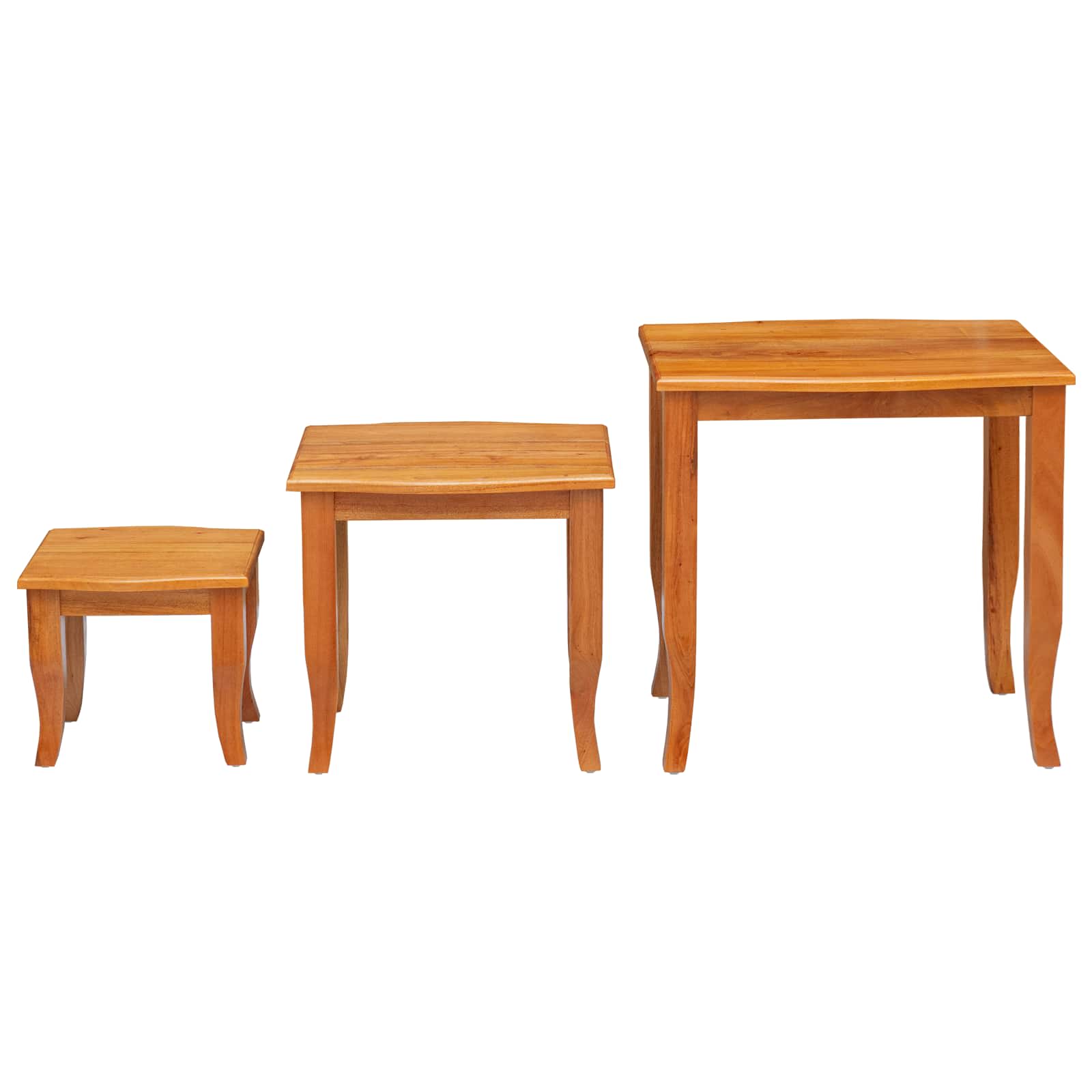 Mesas de anidación 3 pcs Natural Madera de Caoba Sólida