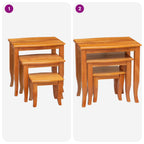Mesas de anidación 3 pcs Natural Madera de Caoba Sólida