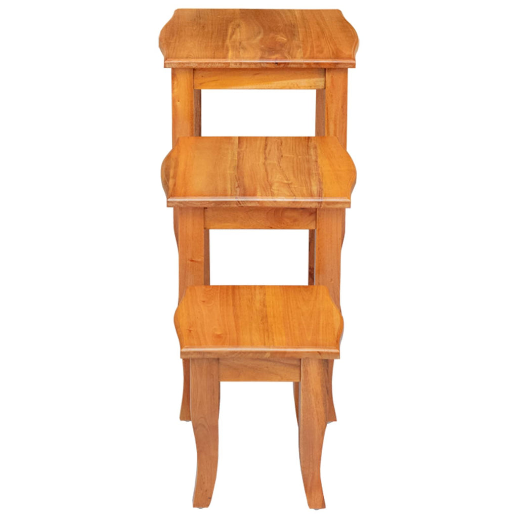 Mesas de anidación 3 pcs Natural Madera de Caoba Sólida