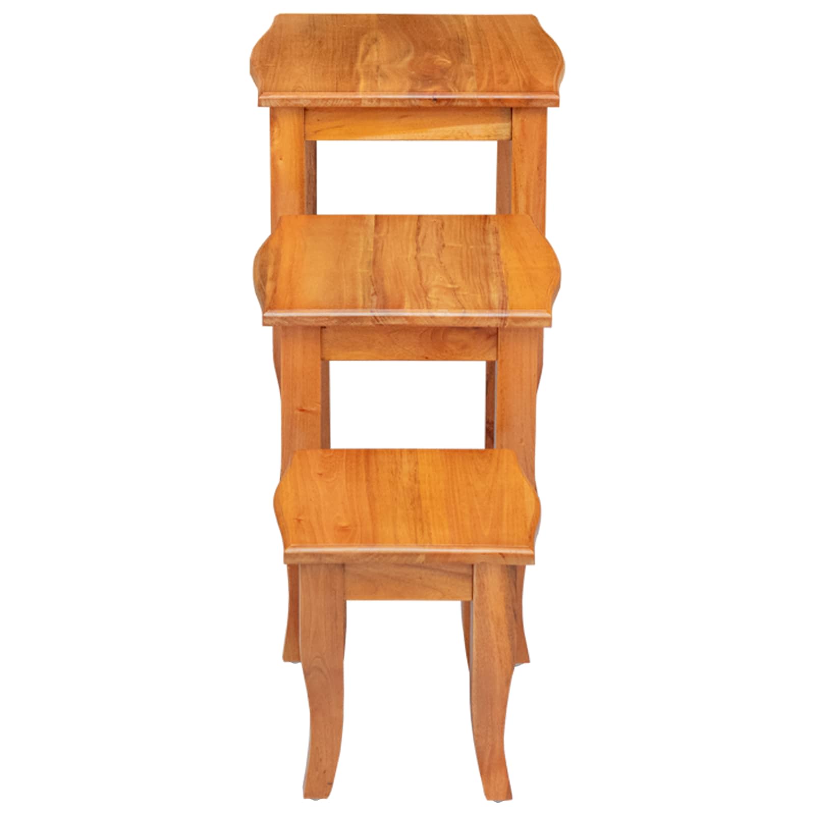 Mesas de anidación 3 pcs Natural Madera de Caoba Sólida