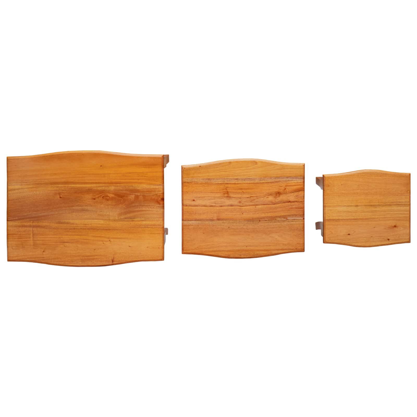 Mesas de anidación 3 pcs Natural Madera de Caoba Sólida