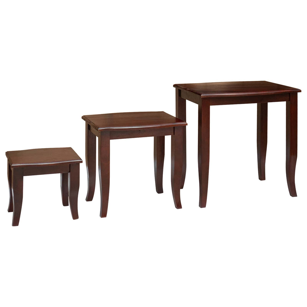 Mesas de anidación 3 pcs Marrón Madera de Caoba Sólida