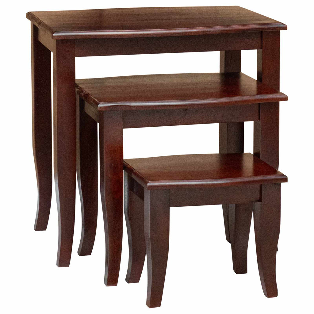 Mesas de anidación 3 pcs Marrón Madera de Caoba Sólida
