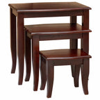 Mesas de anidación 3 pcs Marrón Madera de Caoba Sólida