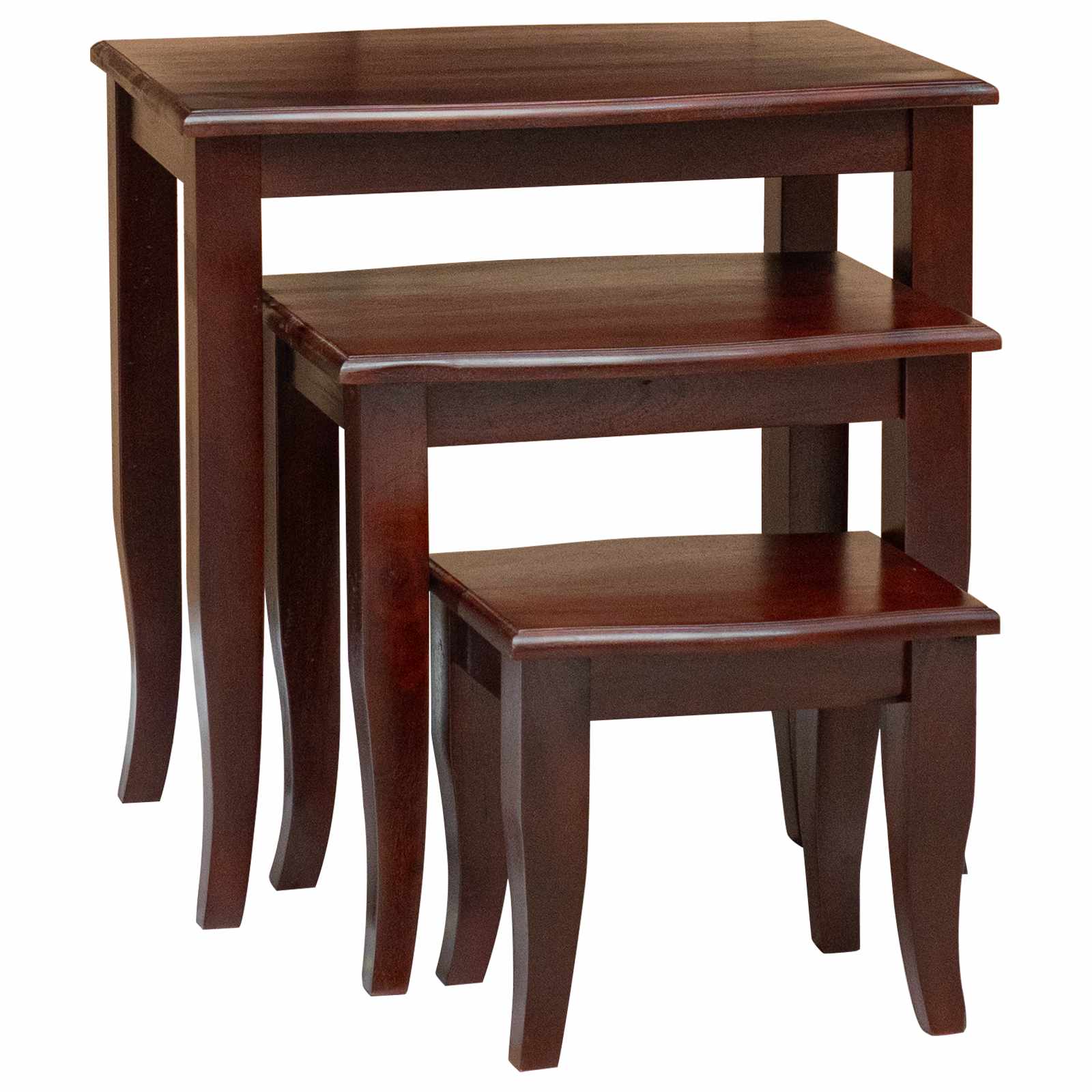 Mesas de anidación 3 pcs Marrón Madera de Caoba Sólida