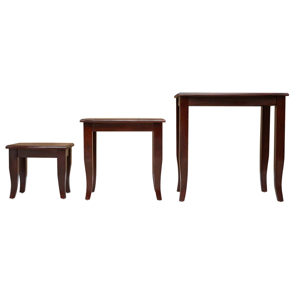 Mesas de anidación 3 pcs Marrón Madera de Caoba Sólida