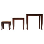 Mesas de anidación 3 pcs Marrón Madera de Caoba Sólida