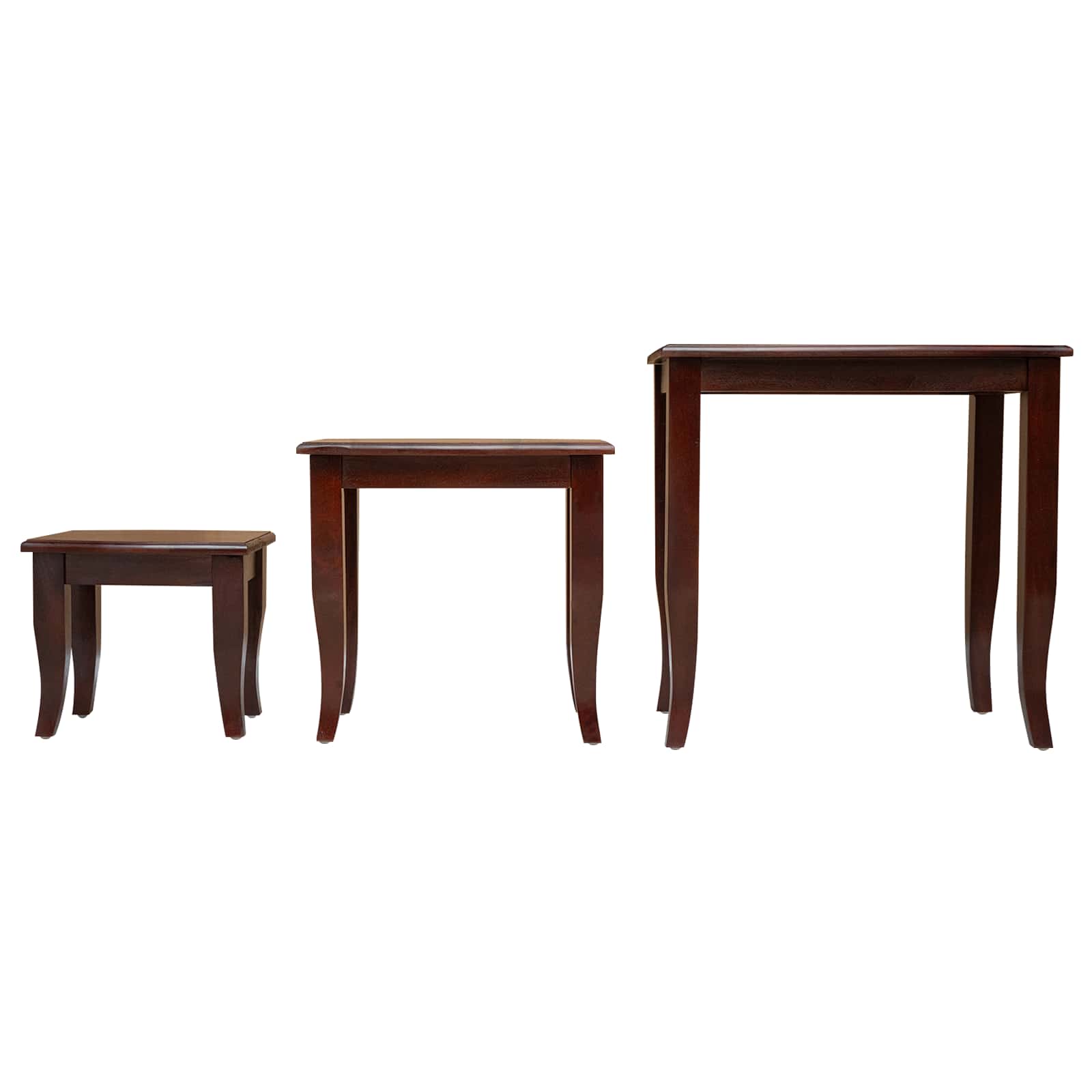 Mesas de anidación 3 pcs Marrón Madera de Caoba Sólida