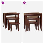 Mesas de anidación 3 pcs Marrón Madera de Caoba Sólida
