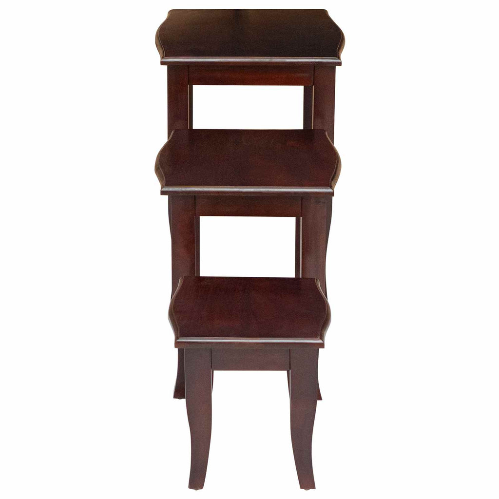 Mesas de anidación 3 pcs Marrón Madera de Caoba Sólida