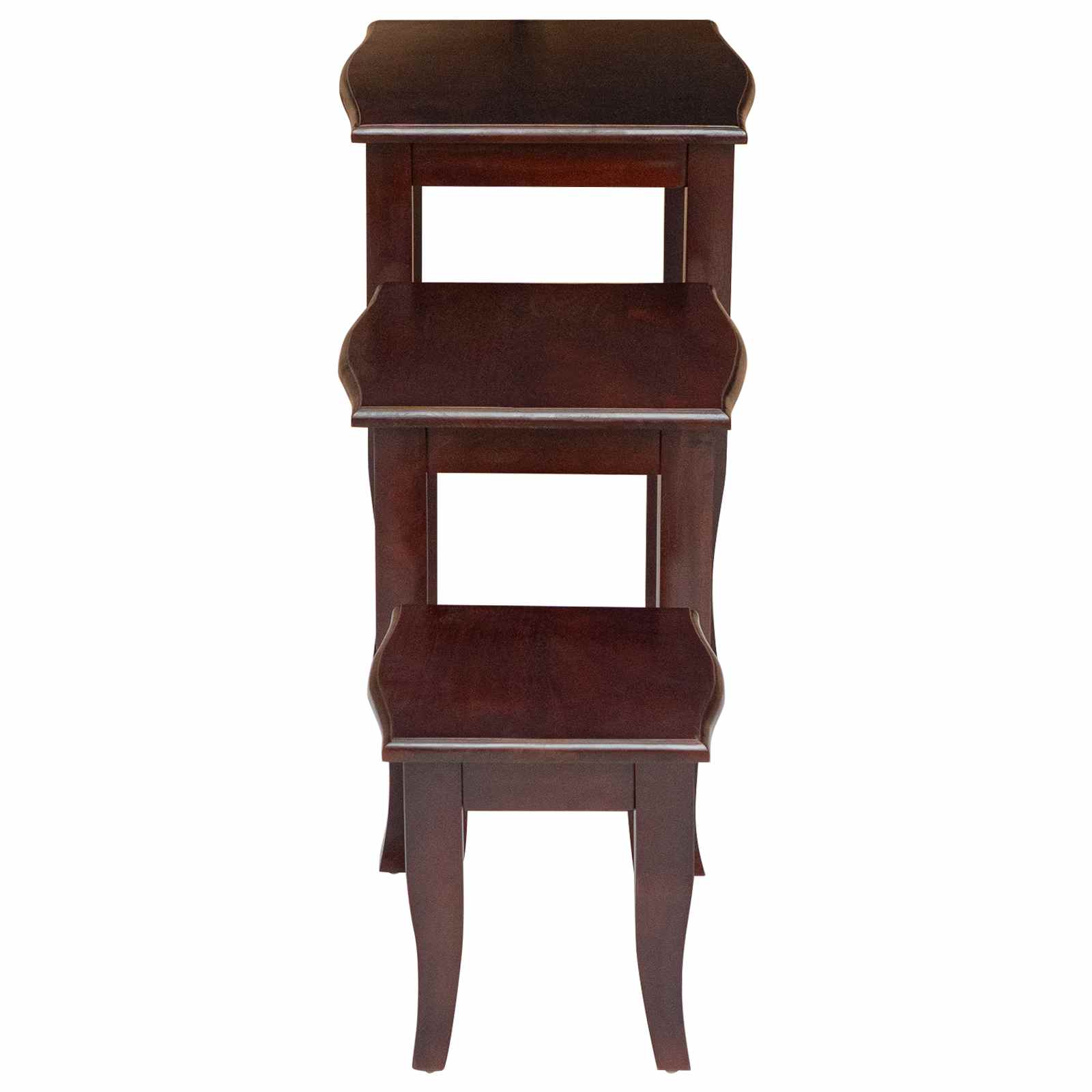 Mesas de anidación 3 pcs Marrón Madera de Caoba Sólida
