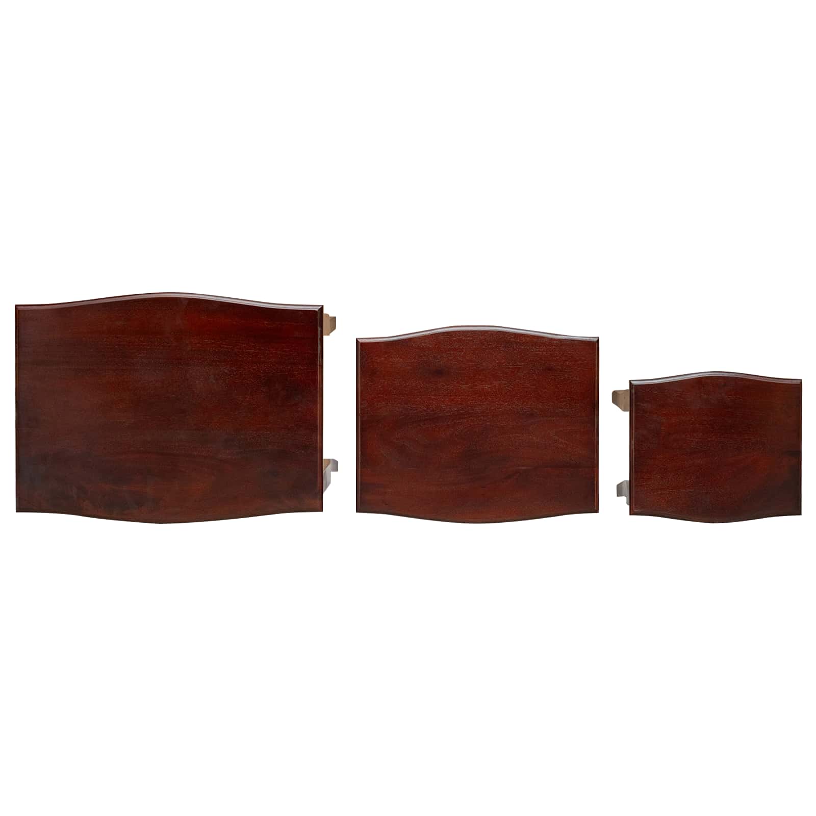 Mesas de anidación 3 pcs Marrón Madera de Caoba Sólida