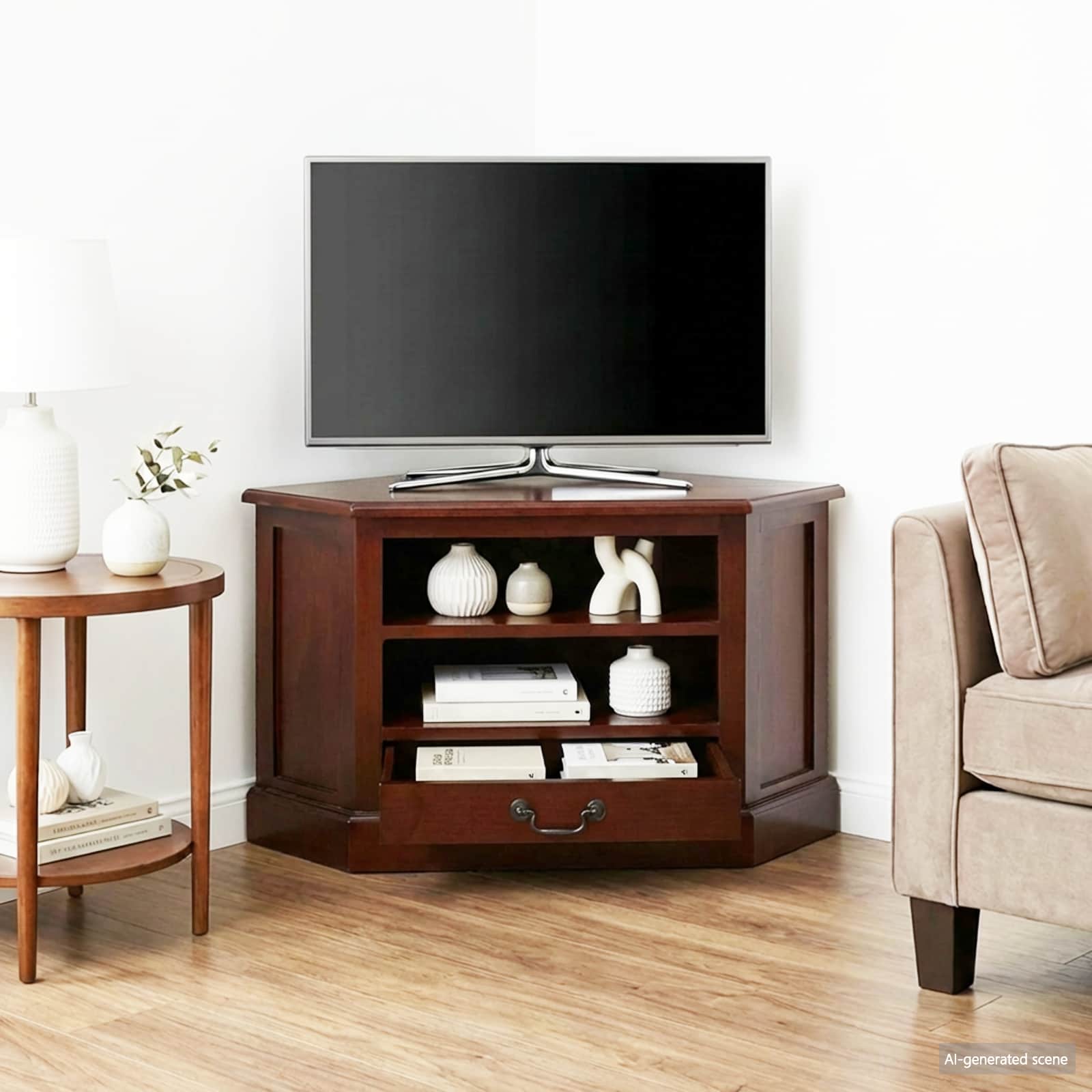 MuebledeTVdeesquina con cajón Marrón 80 x 40,5 x 45 cm