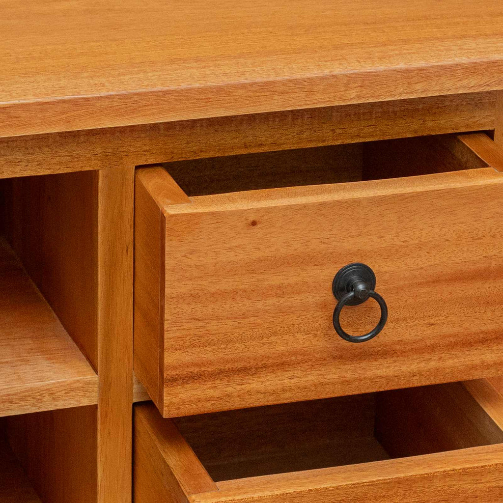 Mueble de TV Natural 100 x 40,5 x 46 cm Madera de Caoba Sólida