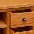 Mueble de TV Natural 100 x 40,5 x 46 cm Madera de Caoba Sólida
