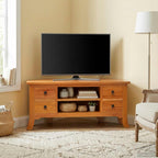 Mueble de TV Natural 100 x 40,5 x 46 cm Madera de Caoba Sólida