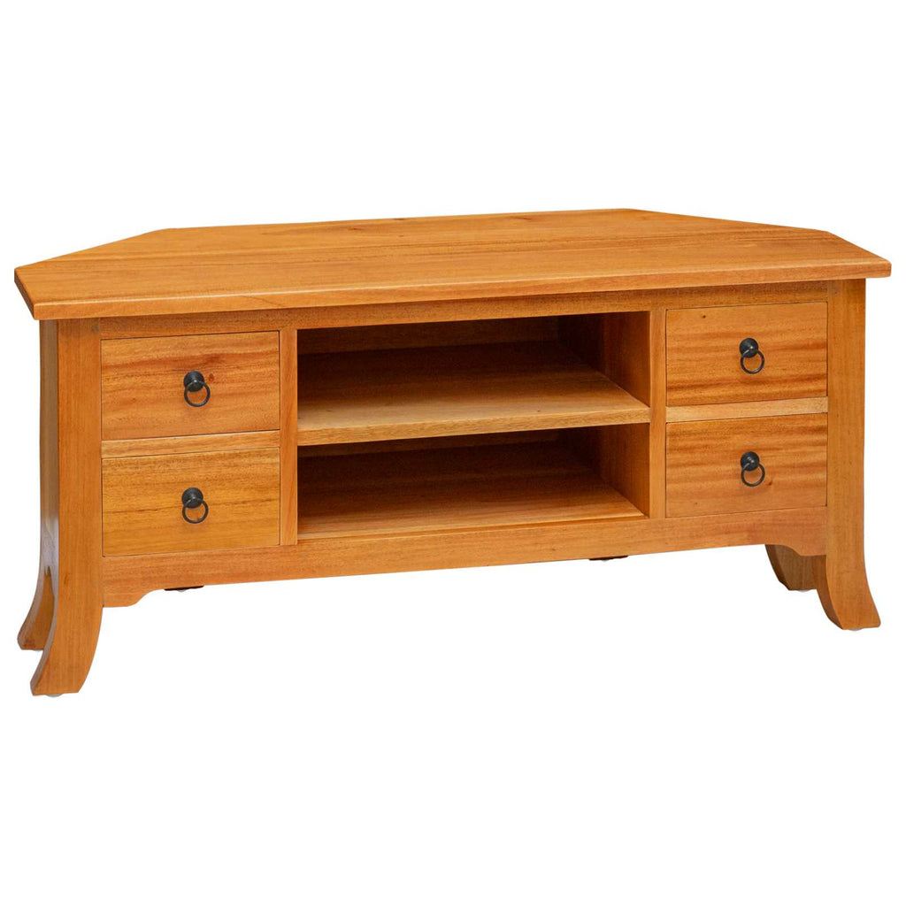 Mueble de TV Natural 100 x 40,5 x 46 cm Madera de Caoba Sólida