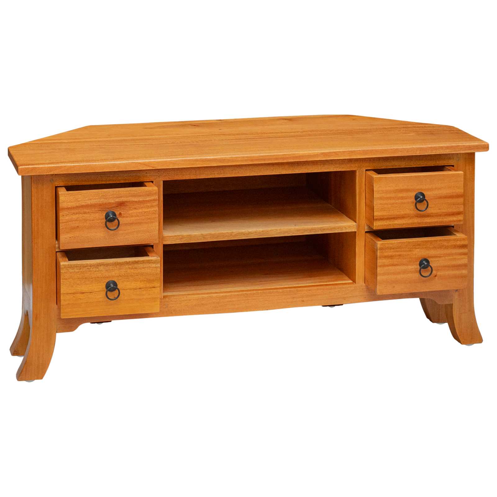 Mueble de TV Natural 100 x 40,5 x 46 cm Madera de Caoba Sólida