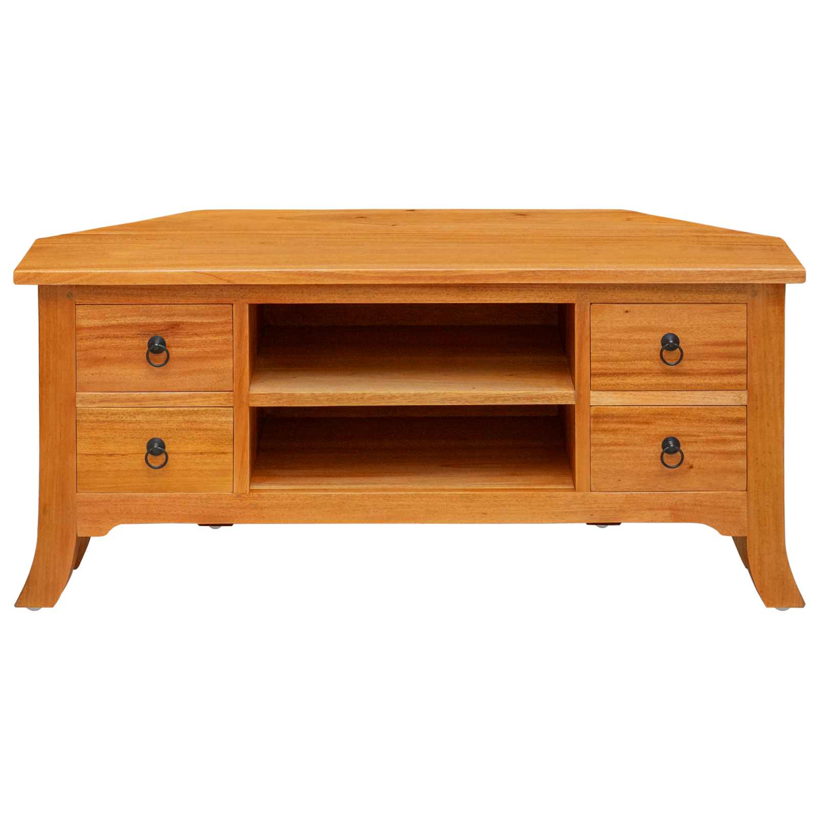 Mueble de TV Natural 100 x 40,5 x 46 cm Madera de Caoba Sólida