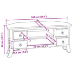 Mueble de TV Natural 100 x 40,5 x 46 cm Madera de Caoba Sólida